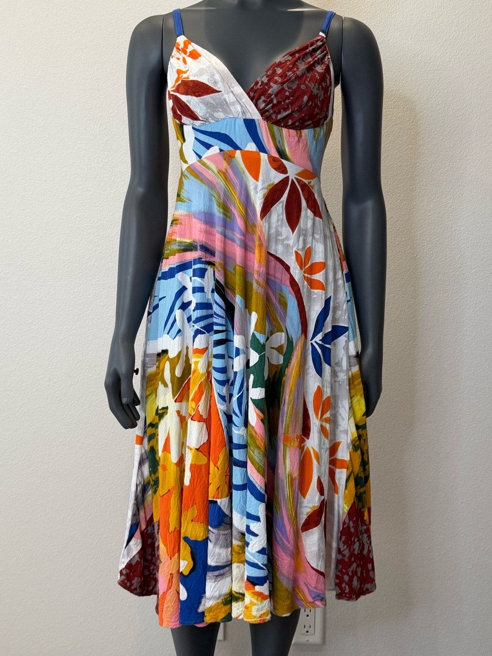 Vintage Jams World Tuileries Multi-Color Floral Hawaiian Midi Dress Size XS